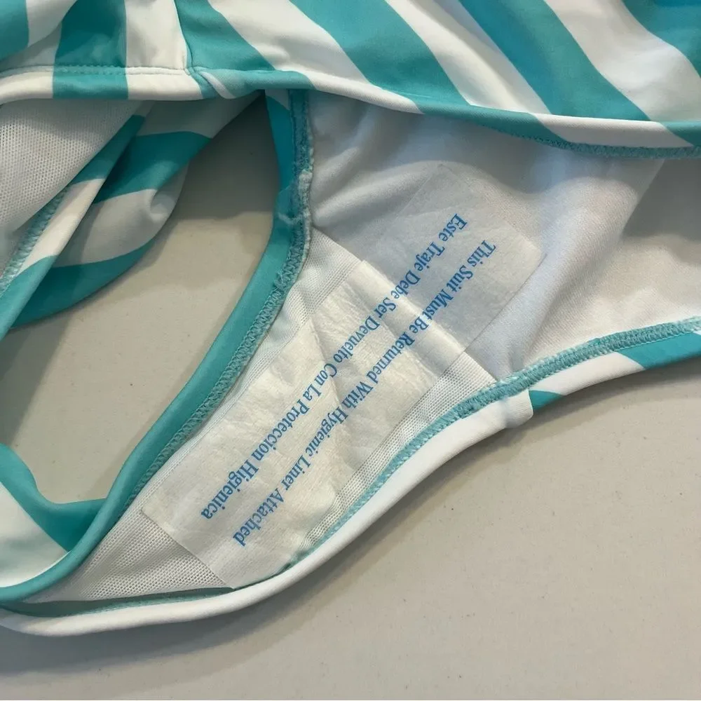 3/$20 🦋 NWOT Kona Sol One Piece Swimsuit Blue Striped Women’s 14W Plus Size - Picture 7 of 7